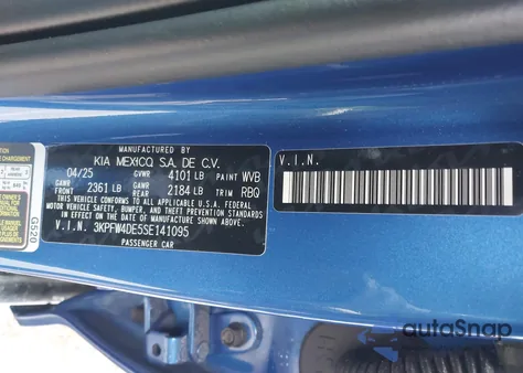 2025 Kia K4 Gt-Line z USA, uszkodzony, nr VIN 3KPFW4DE5SE141095